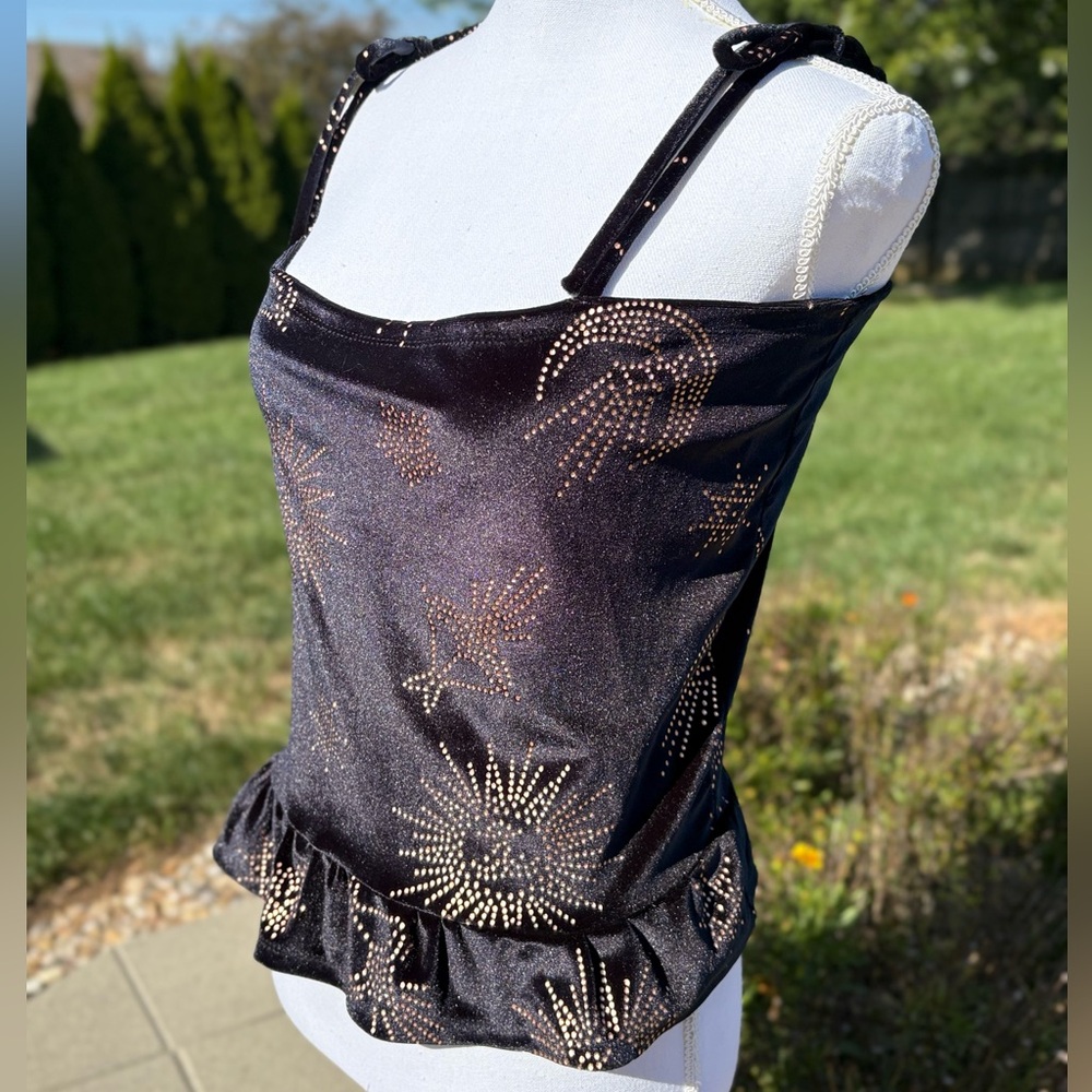 KS Garner Copper Astrology Stretch Crushed Velvet Peplum Top in Size XXL NWT - Picture 4 of 8